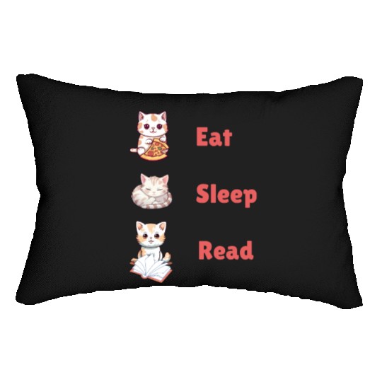 Eat Sleep Read for cute cat lovers Lumbar Pillows