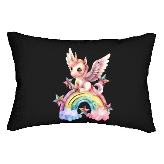 Rainbow & Unicorn Art Gifts for Girls & Teenagers Lumbar Pillows