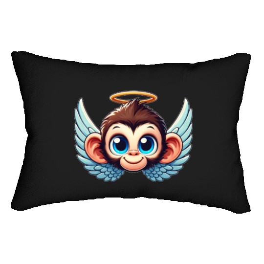 Monkey chimpanzee cartoon angel wings Lumbar Pillows