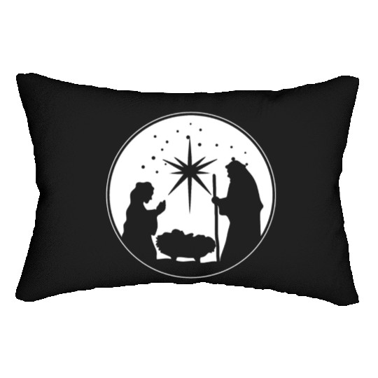 Nativity Scene Silhouette Christmas Market Vendor Lumbar Pillows
