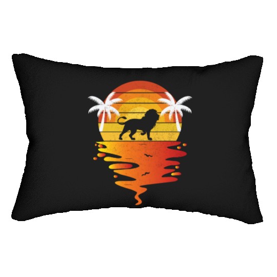 Lion Lumbar Pillows retro sunset 70s vintage zookeeper Lion