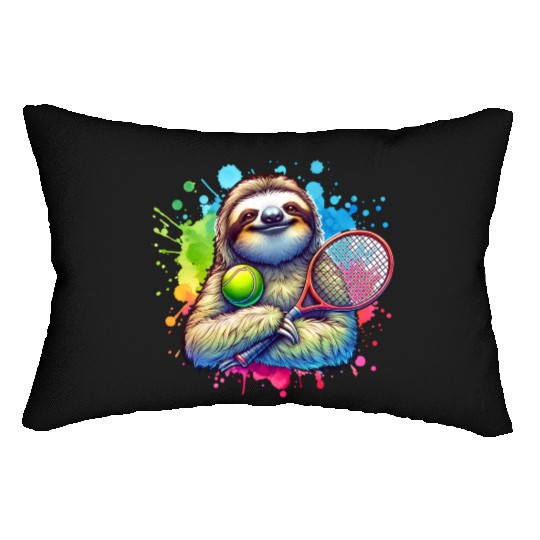 Sloth Tennis Player Cool Court Match Design Lumbar Pillows