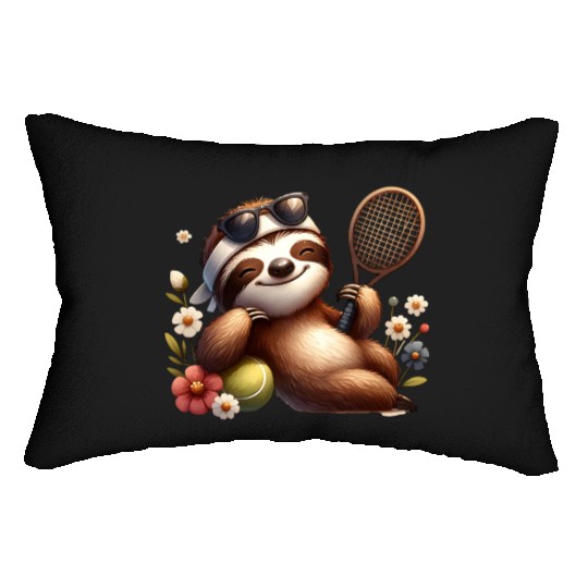 Sloth Tennis Player Cute Sports Design Lumbar Pillows