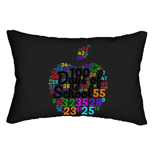 100 Days Of School Design From Numbers In Apple Lumbar Pillows