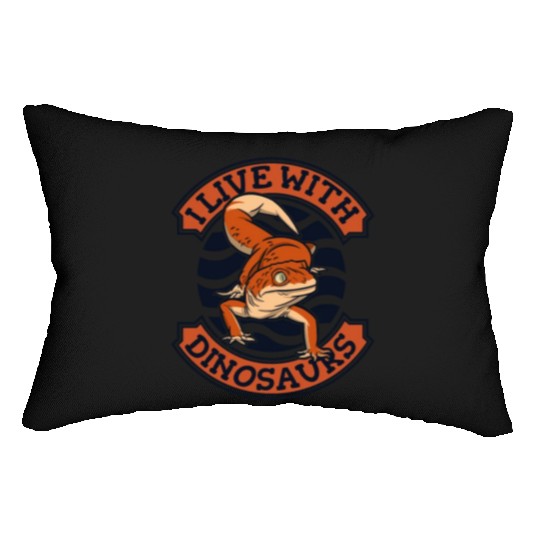 I Live With Dinosaurs Gekkota Crested Lizard Lumbar Pillows
