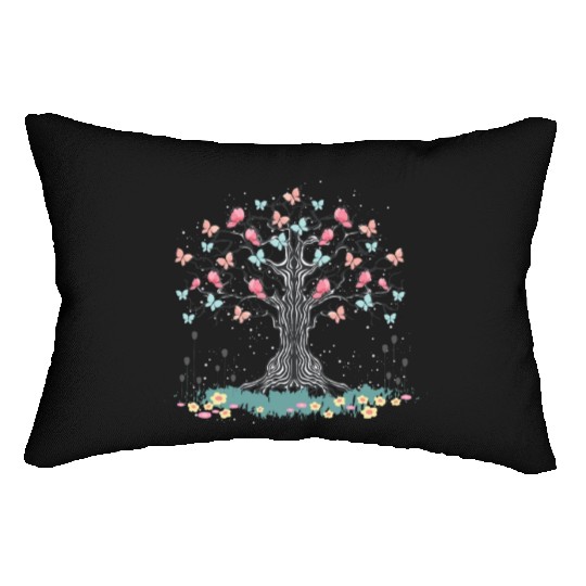 Floral Nature Beautiful Insect Butterfly Tree Butt Lumbar Pillows