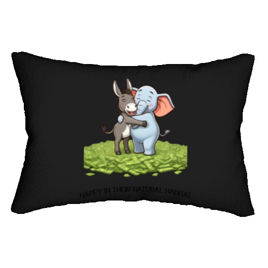 Funny Republican Party Elephant Democratic Donkey Lumbar Pillows