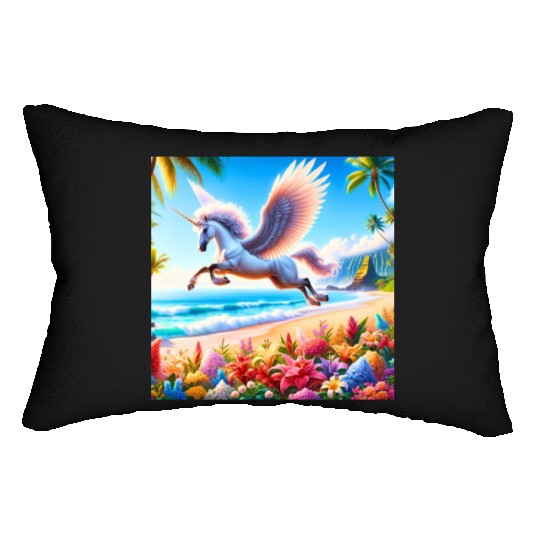 Tropical Unicorn In Hawaii Lumbar Pillows