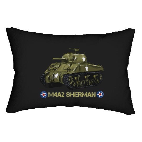 World War 2 American Tank M4A2 Sherman memorabilia Lumbar Pillows