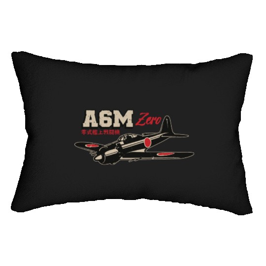 A6M Zero | World War 2 Japanese Plane Vintage Lumbar Pillows