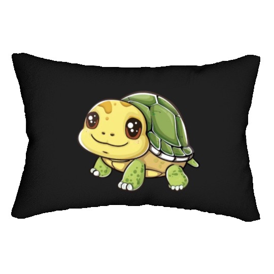 Adorable Smiling Turtle Character Lumbar Pillows