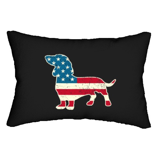 Dachshund Funny 4th of July US Flag Dog Lovers Lumbar Pillows