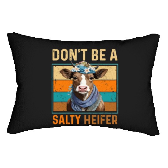 Don't Be A Salty Heifer Cute Highland Cow Lover Lumbar Pillows
