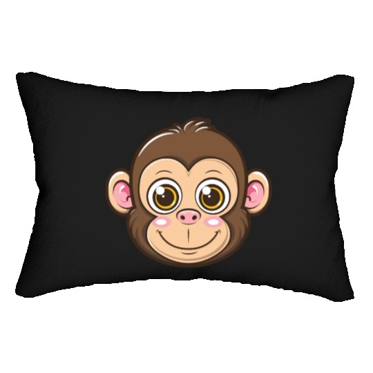Adorable Monkey Face With Big Eyes Lumbar Pillows