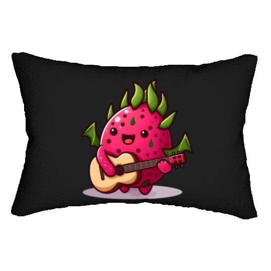 Dragon fruit plays guitar Lumbar Pillows