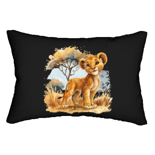 Watercolor Baby Lion, Baby Lion clipart, Baby Lumbar Pillows