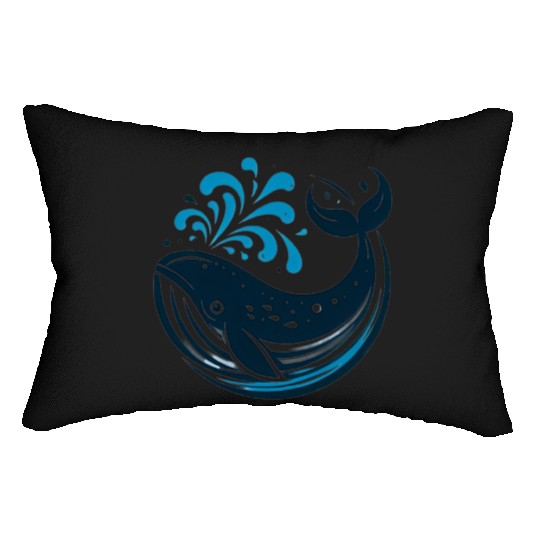 whale in the sea Lumbar Pillows