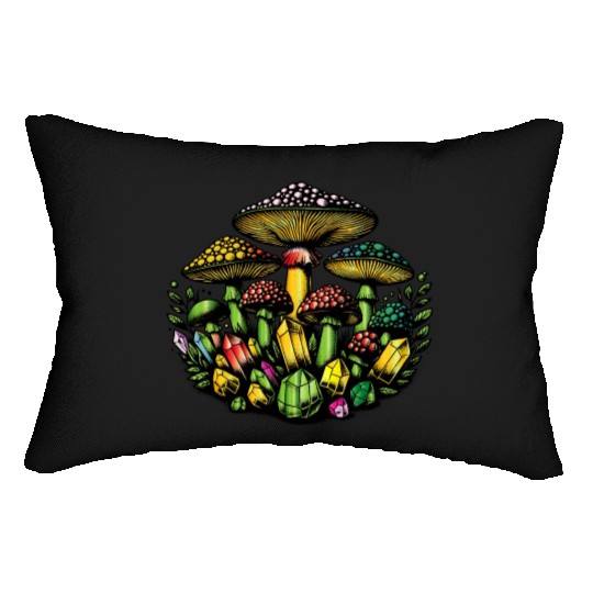 mushrooms and crystals Lumbar Pillows