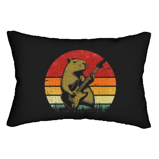 Capybara Playing Guitar Capybara Rock Music Lumbar Pillows