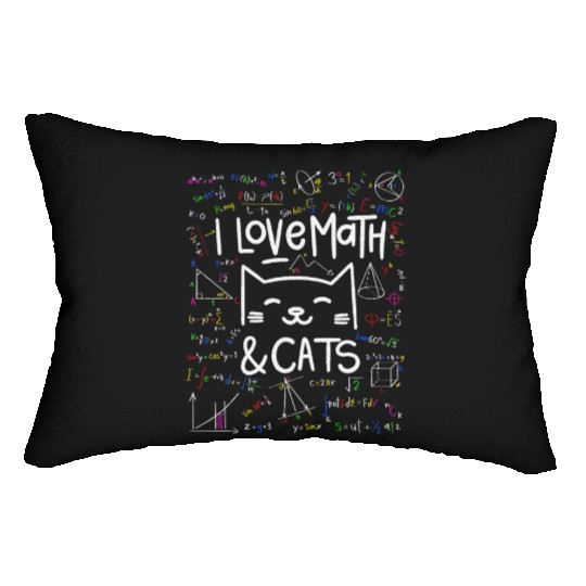 Cat Lover, Math, I Love Math And Cats, Math Lover Lumbar Pillows