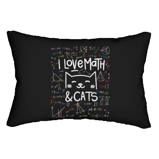 Cat Lover, Math, I Love Math And Cats, Math Lover Lumbar Pillows