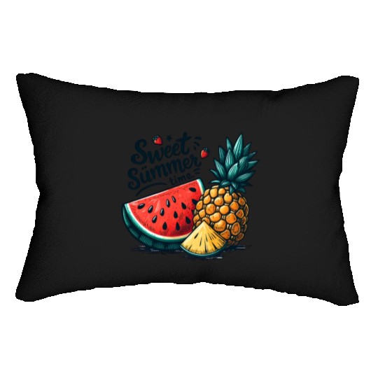 Sweet Summer Time Watermelon and Pineapple Lumbar Pillows