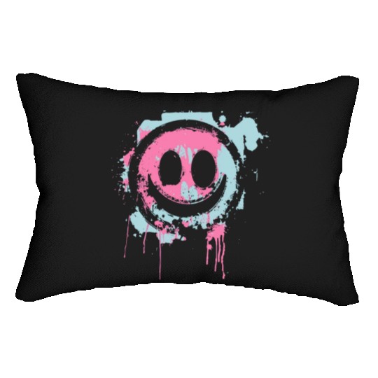 Graffiti Smiley Face - Urban Street Art Lumbar Pillows