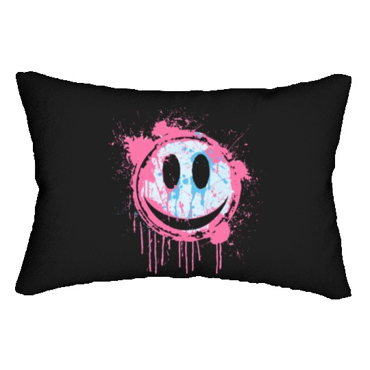 Graffiti Smiley Face - Urban Street Art Lumbar Pillows