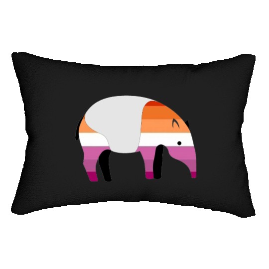 Mountain Tapir with Rainbow Pride Flag Lumbar Pillows