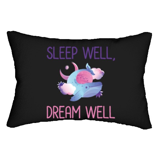 Sleep Well, Dream Well Moon and Whale Cartoon Lumbar Pillows
