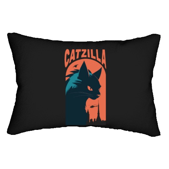 Catzilla king of Cat monster Lumbar Pillows