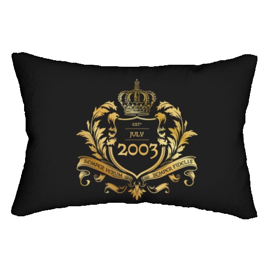 21st birthday "Semper Verum - Established 07/2003 Lumbar Pillows