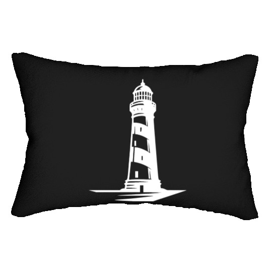 Old Lonely Striped Coastal Lighthouse Lumbar Pillows