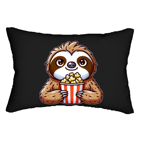 Funny sloth popcorn cinema movie Lumbar Pillows