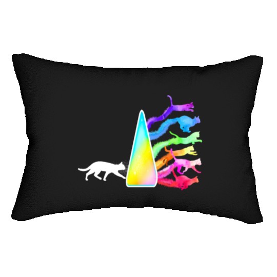 Funny Science Nerd, Geek Cat Physics Rainbow Lumbar Pillows