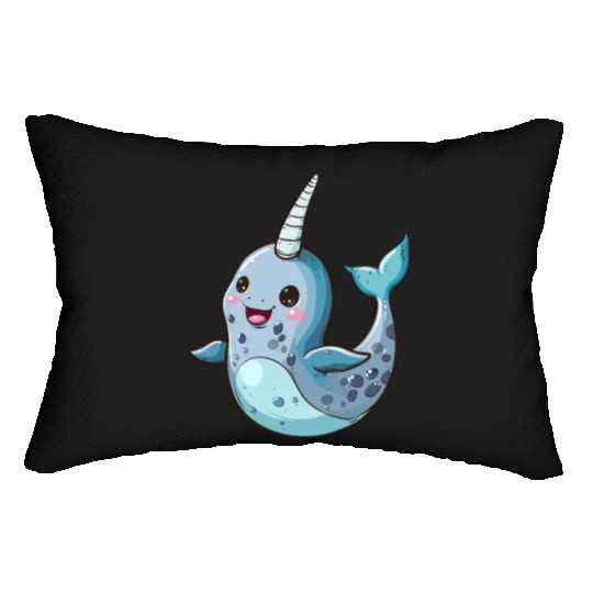 Adorable Narwhal Cartoon Enchantment Lumbar Pillows