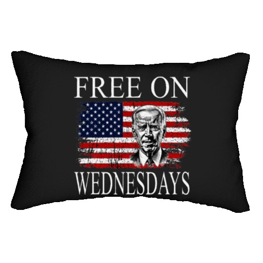 Free On Wednesdays US Flag Patriotic Joe Biden Lumbar Pillows