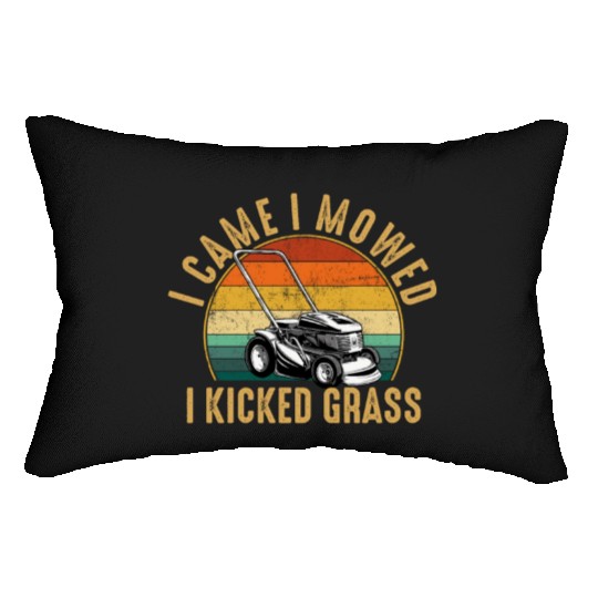 I Came I Mowed I Kicked Grass Lawn Mowing Lumbar Pillows