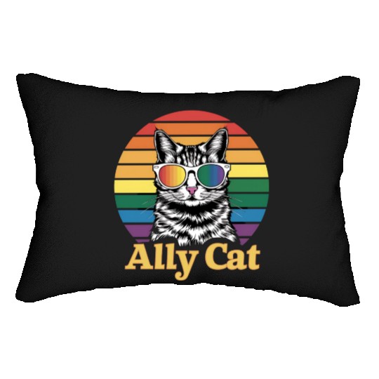 Ally Cat LGBT Rainbow Flag LGBTQ Gift Lumbar Pillows