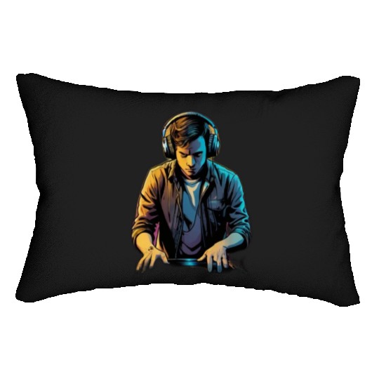Neon DJ Youth Illustration Lumbar Pillows