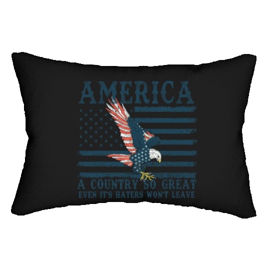 It's Haters Won't Leave Retro US Flag Eagle Merica Lumbar Pillows
