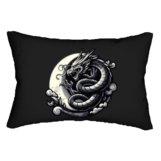 Mystical Dragon Silhouette Lumbar Pillows