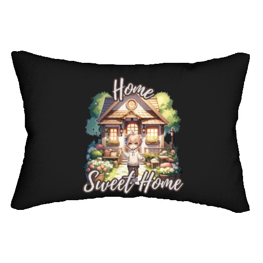 Home Sweet Home House Cabinand Person Waving 1 Lumbar Pillows