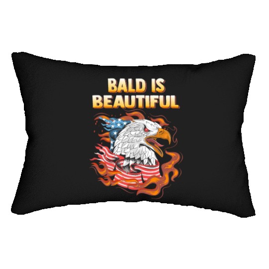 Bald Is Beautiful US Flag Eagle 4th Of July Funny Lumbar Pillows