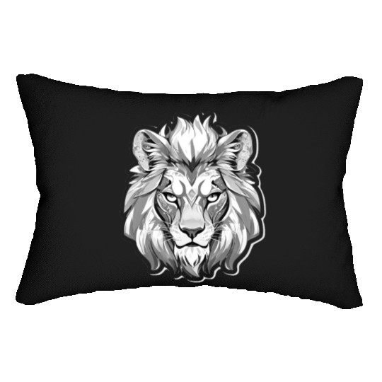 White Angry Lion Lumbar Pillows
