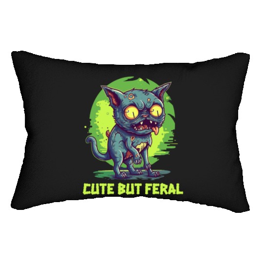 Cute But Wild: Zombie Voodoo Cat For Halloween Lumbar Pillows