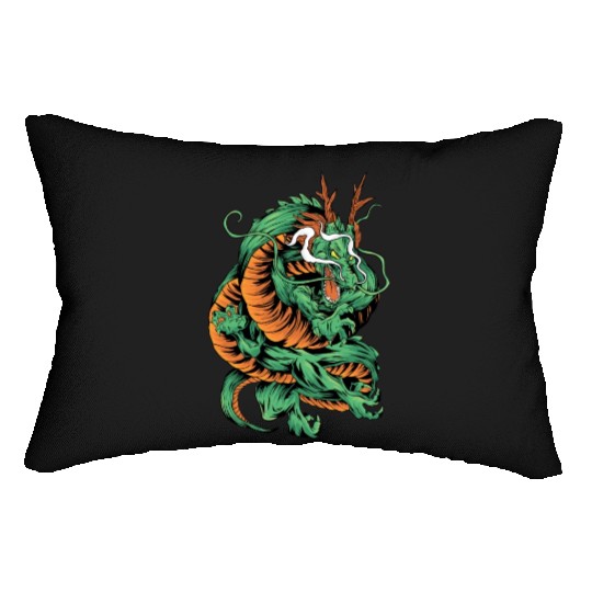 Angry Japanese Dragon Tattoo Lumbar Pillows