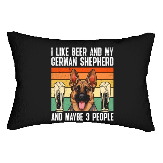 German Shepherd Like Beer and Shepherd Funny Lumbar Pillows