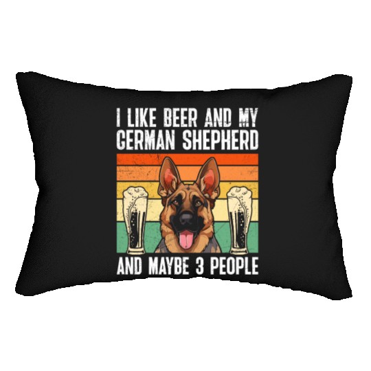 German Shepherd Like Beer and Shepherd Funny Lumbar Pillows