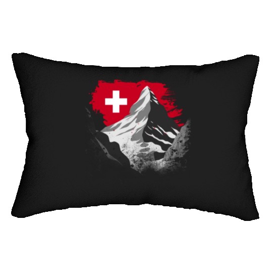 Vacation Skiing, Hiking, Mountain Switzerland Lumbar Pillows